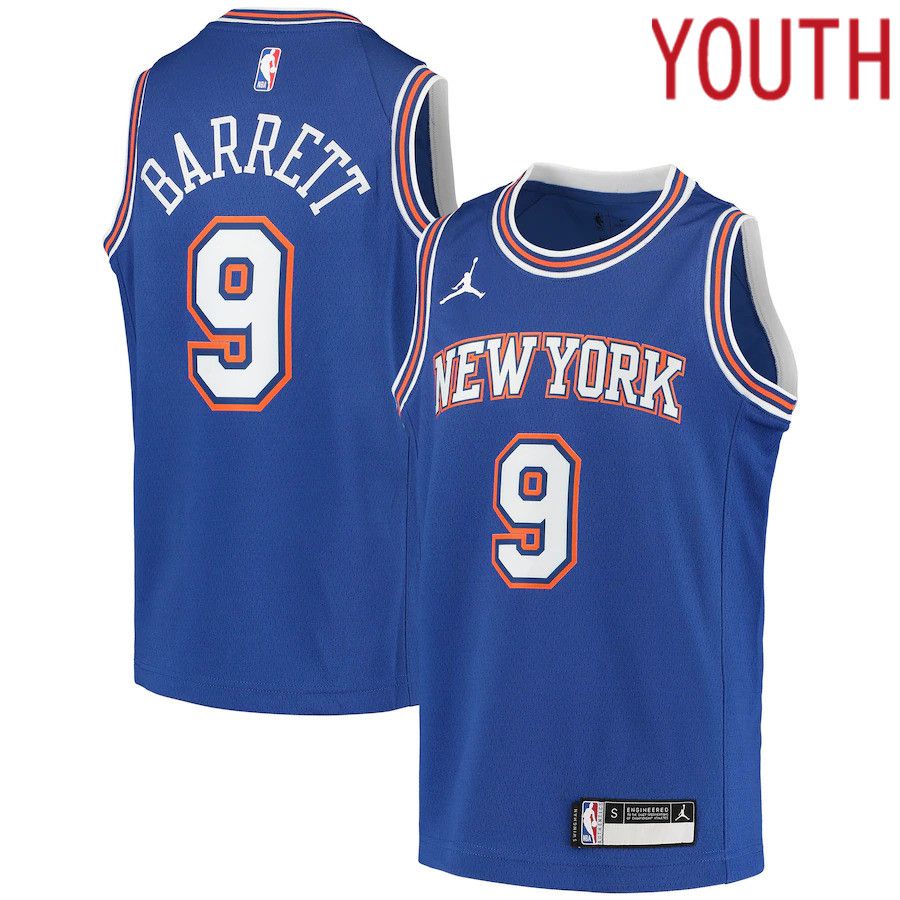 Youth New York Knicks 9 RJ Barrett Jordan Brand Blue Swingman Player NBA Jersey
